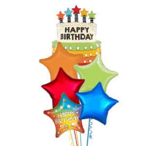 Birthday Cake and Candles Balloon Bouquet (6 Balloons)