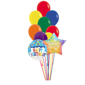 Rainbow Happy Birthday Balloon Bouquet (10 balloons)